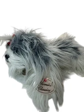 Yomiko Classic Shih Tzu Dog 14" Gray White Plush Stuffed Animal Russ Plaid Bow