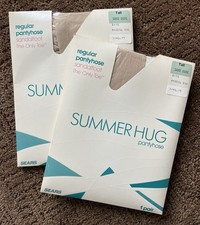 NEW NOS Vtg Lot 2pr Sears Summer Hug Pantyhose Sand Dune Sz Tall
