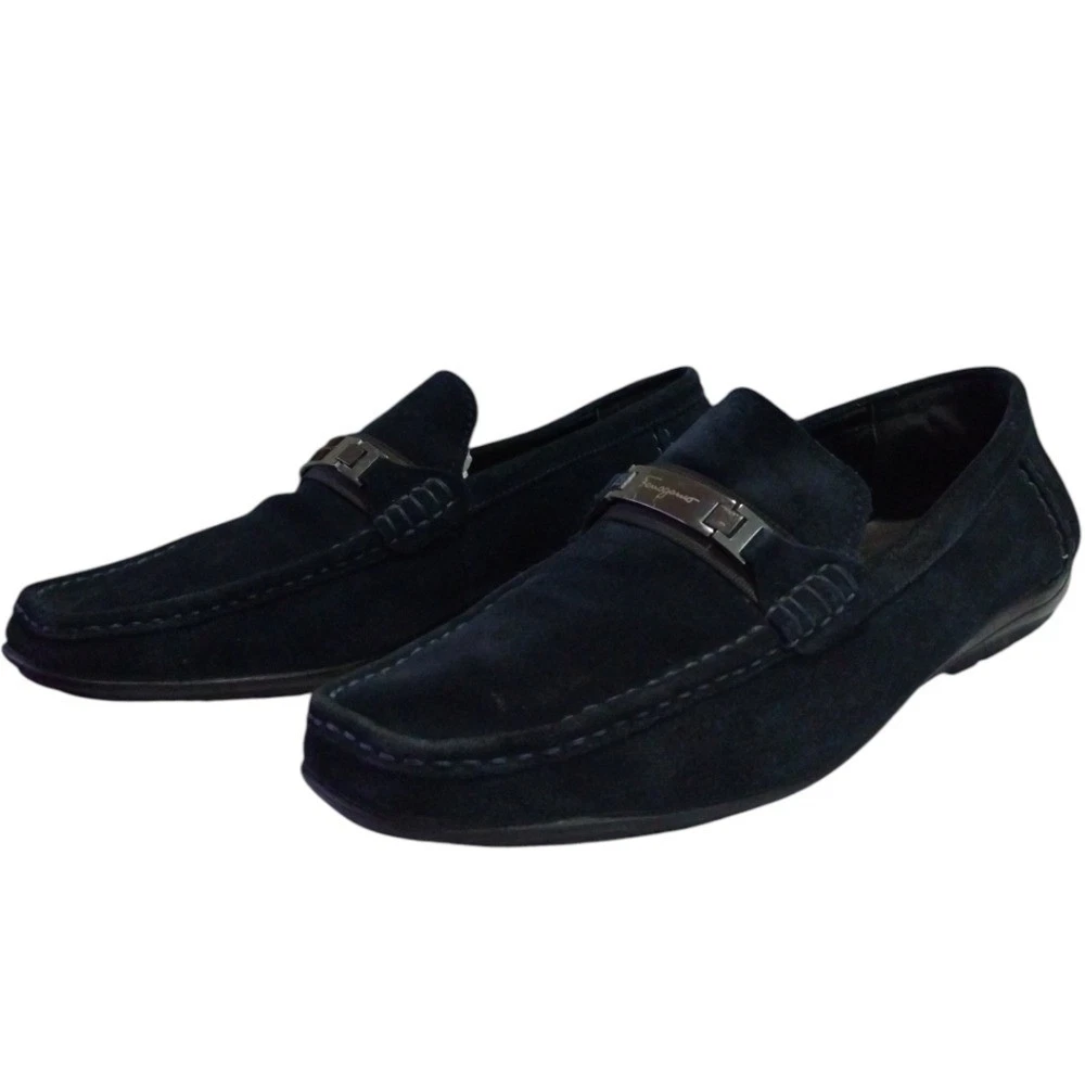 Salvatore Ferragamo Oxford Blue Dress Shoes for Men for sale  display picture 3
