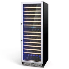 154 Bottle Dual Zone Wine Cooler with Glass Door Wine and Champagne Refrigerator