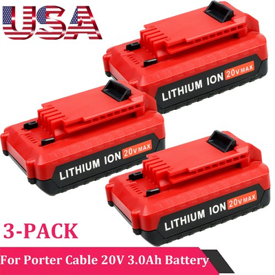 #ad #ad 3 PACK 20V For Porter Cable 20Volt 3.0AH MAX Lithium Ion Battery PCC681L PCC685L $105.99