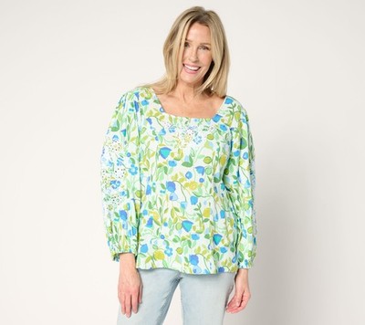 Susan Graver Women's Top Sz 2XS (XXS) PURE Embroidered Multi-colored A684083