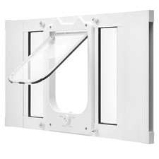 Uimoso Adjustable Cat Door for Windows, Fits 23" - 28", White