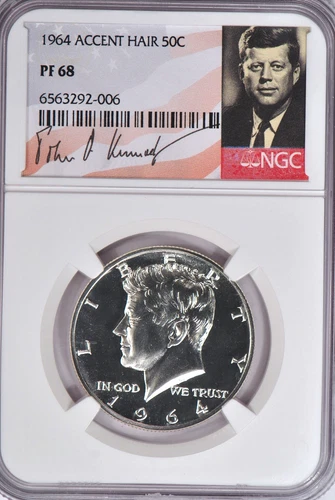 1964 Accent Hair Kennedy Half Dollar Proof NGC PF 68 PR Gem Silver Coin 50C