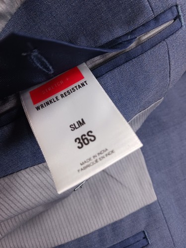 Express 36S Slim Mens Sports Coat Blue 2 Button Wool Polyester Spandex Lined - Picture 6 of 15