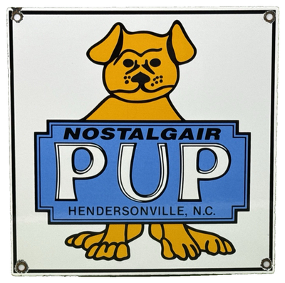 #ad VINTAGE NOSTALGAIR PUP PORCELAIN SIGN NORTH CAROLINA ANTIQUES GAS OIL $106.97
