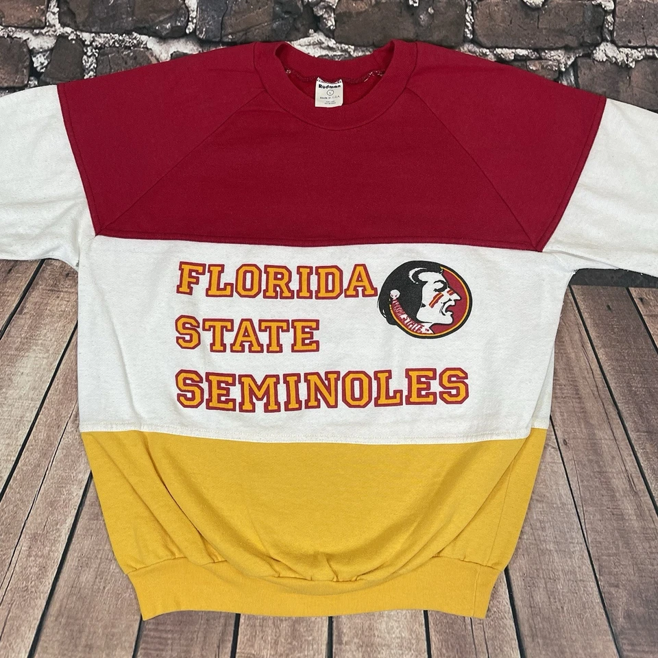 Vintage 1980s Florida State Seminoles FSU Sweater Striped Sweatshirt Size Large - Image 3 of 4