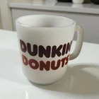Vintage 1970s ICONIC Dunkin' Donuts  Store Shop Milk Glass Coffee Mug Glasbake