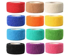 Self-Adhesive Elastic Bandage Wrap (12-Pack) – 1” x 5 Yards for Sports Injuries