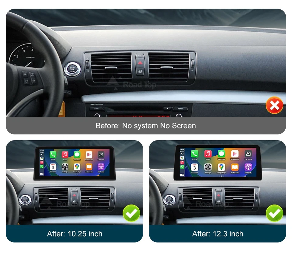 12.3" Wirless CarPlay Android Auto For Retrofit BMW 1 Series E81 E82 E87 E88 - Bild 2 von 4