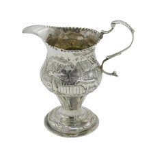 George III Sterling Silver Farm Pattern Pedestal Cream Jug Antique 1820 London