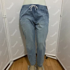 No Boundaries Pants Knit Denim Blue Jeans Joggers Drawstring Mens XL 40 - 42