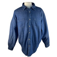 Wrangler Blue Denim Sherpa Lined Button Down w/ Four Pockets Western -Sz XL Mens