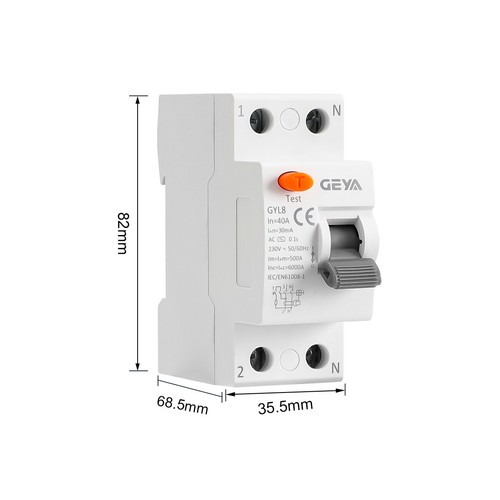 GEYA ELCB Circuit Breaker GYL8 2Poles 25/40/63Amp 30/100/300mA 6kA AC Type NEW - Picture 4 of 9