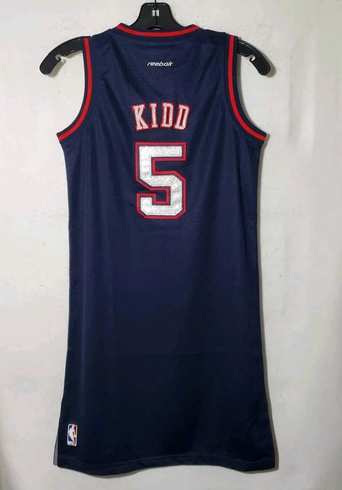 Vestido De Colección Reebok New Jersey Nets JASON KIDD #5 Estilo Jersey Cosido Para Mujer Talla Pequeña Foto 3 de 4