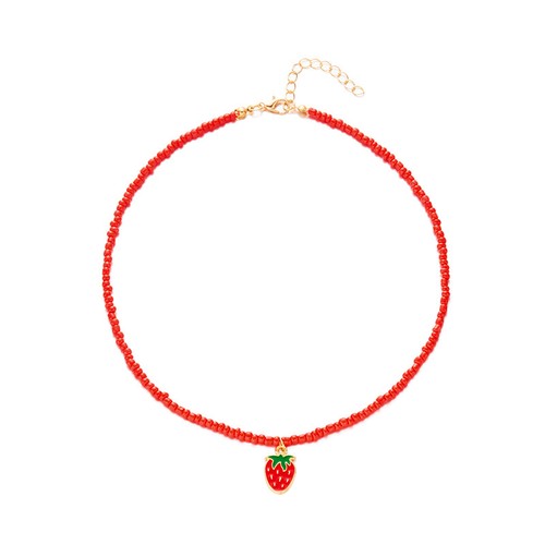 Cute Cherry Strawberry Heart Pearl Necklace Women Sweet Imitation Pearl Jewelry - Picture 9 of 35