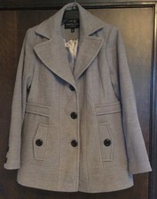 Centigrade Outerwear Heather Gray Pea Coat W/ Pockets Poly Rayon (size S)