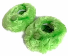 Lime Green Fuzzy Slippers Shoes w/Pompom for 18 inch Girl Doll Clothes