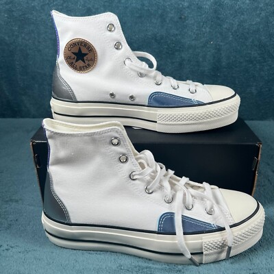 Converse All Star Lift Platform Chrome A09797C Women White/Silver Shoes Size 10