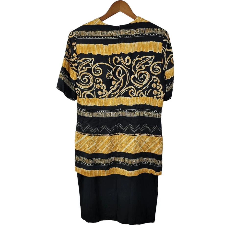 Винтажный оболочка платье размер 12 карьера вечеринки профессиональный слой золото черный - Изображение 4 из 4