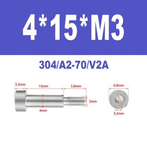 V2A A2 Pass-Schulterschraube Innensechskant M2 M2,5 M3 M4 M5 Edelstahl - Bild 47 von 107