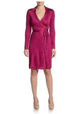 NWT $298 Diane von Furstenberg New Jeanne Two Jersey Wrap Dress, Berry, Size 0