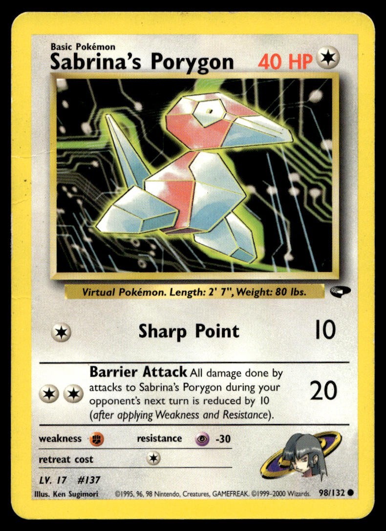 Sabrina's Porygon 98/132 Pokemon Card Gym Challenge Common 40 HP LP P1