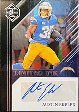 Austin Ekeler 2023 Panini Limited #LI-AE Limited Ink Silver Spotlight /99 (AU) 