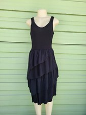 ZARA BLACK ruffle MIDI dress cotton Straps  SIZE S #4497B DEFECT
