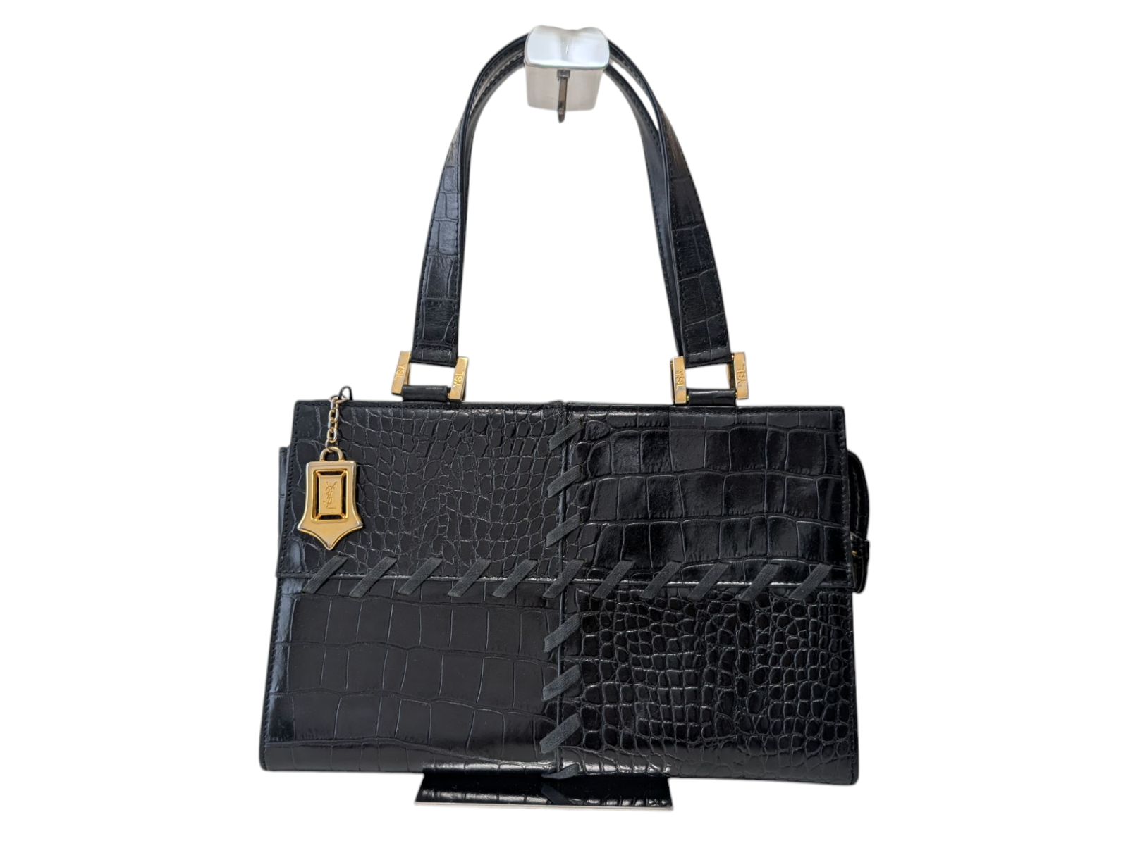 Borsa a tracolla Yves Saint Laurent a mano in pelle nera vintage YSL autentica