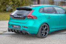 CUP Diffusor Seiten Ansätze SCHWARZ für Volvo V40 R Design Rear Flap Heckschürze