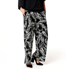 Dennis Basso Regular Printed Luxe Crepe Wide-Leg Pants Black Size X-Small