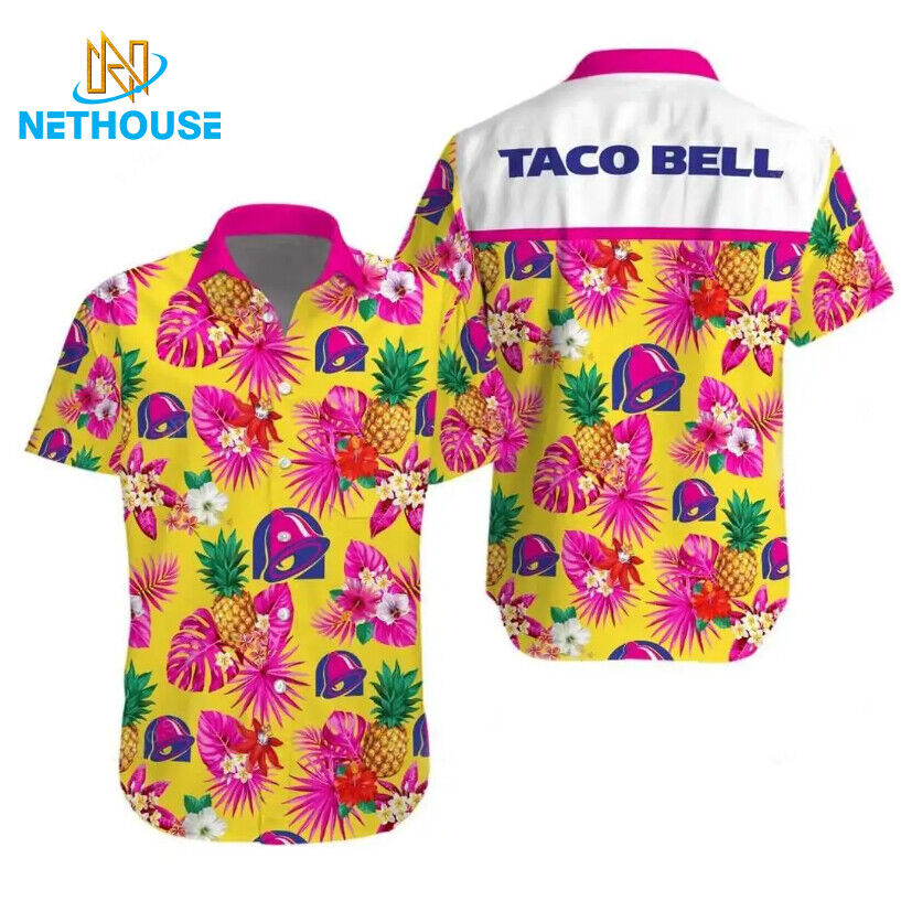 Taco Bell Pinky Hawaiian Aloha Shirts Tropical Pineapple For Men Women S-5XL