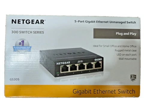 NETGEAR GS305-300PAS 5-Port Gigabit Ethernet Unmanaged Switch – High-Speed Netwo