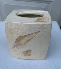 Croscill Beach Haven Sea Shells Tissue Box Cover  5.8 X 5.8