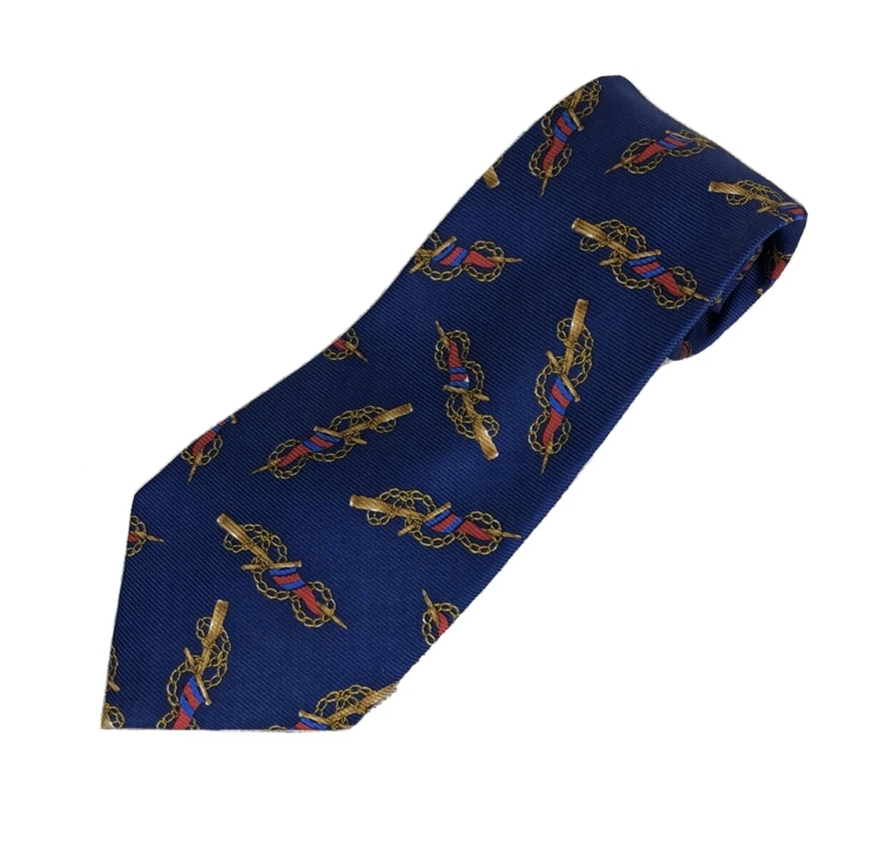 "Bracciale Oro Chanel Paris Bandiera Rossa Cravatta Seta Blu ~ Made in Italy ~ 3 75""