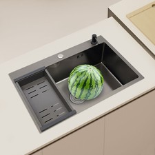 68 45 20cm Stainless Steel Undermount Kitchen Sink Washbasin W/ Soap Dispenser