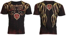 ARCHAIC by AFFLICTION Black Red RIDE IT Short Sleeve Slim Fit Y2K T-shirt NWT