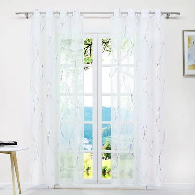 Gardine Ausbrenner Ösen/Kräuselband Vorhang Landhaus Fensterschal Transparente - Bild 1 von 4