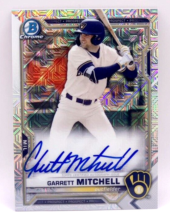2021 Bowman Chrome Mega Box Refractor Garrett Mitchell Auto RC Rookie #BMA-GM