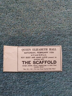 Sk15 Ephemera 1968 Pop Werbung The Scaffold Queen Elizabeth Hall