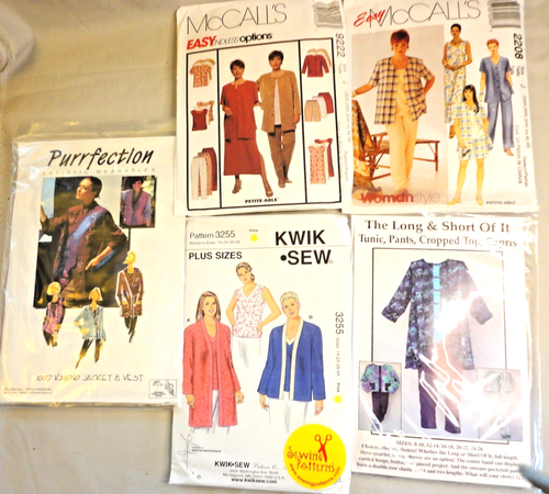 Lot of 5 Women's Plus Size Patterns Jacket Tunic Top Pants, Uncut McCall's More
