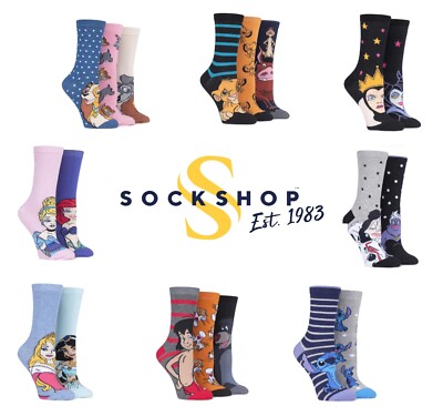 Damen Disney Socken viele Charaktere niedlich Neuheit Spaß Geschenk Filme Cartoon Größe 4-8
