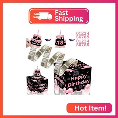 Rxwstt Birthday Money Box for Cash Gift, Pull Out Explosion Surprise Box, Money 