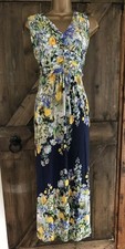 ✨ Monsoon Delphinium navy yellow floral maxi jersey  occasion dress  size 20