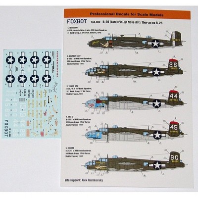 FOXBOT 144-006 Decals 1/144 North American B-25G/J/H Mitchell Pin-Up Nose Art