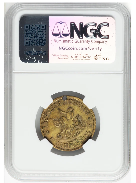 NGC MS 63 1904 Luisiana Compra Exposición Jefferson Napoleón Medalla de Latón Foto 3 de 4