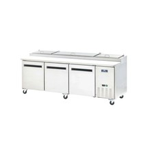 Polar PPP94 Commercial Pizza Prep Table 94 Three-Door Refrigerated Prep