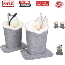 Pack of 2 Plush Lined Eyeglasses Holder Stand Protective Glasses Case For Des...