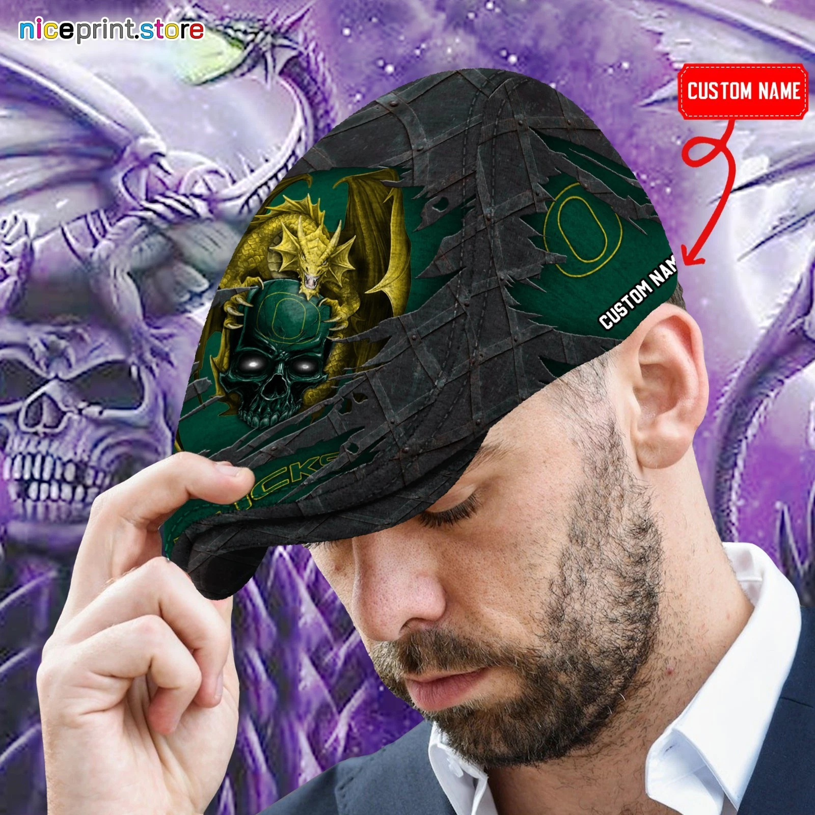 Oregon Team Ducks Jeff Cap Ducks Driver Cap Camo Hat Flat Cap for Men